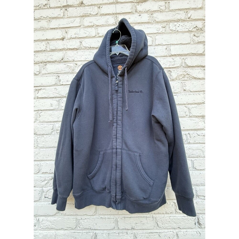 Timberland Men’s 2XL Navy Blue Hoodie Full Zip Sherpa Heavyweight Workwear